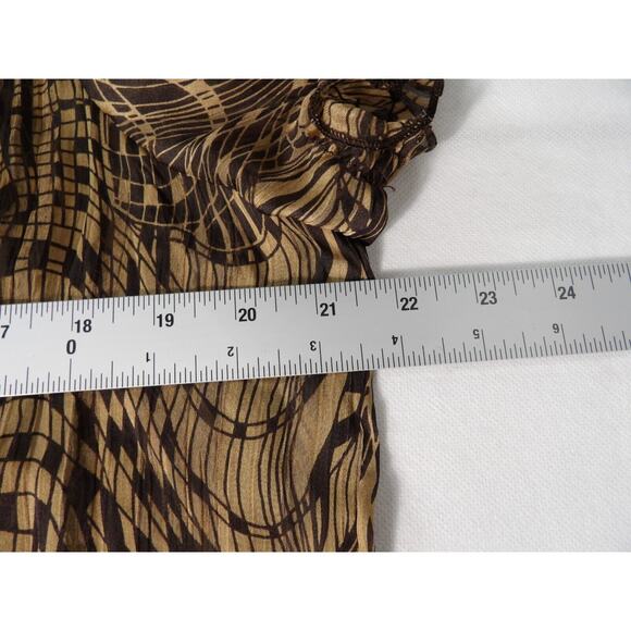 Jaipur Sheer Blouse Sz XL Ruffle Button Up Brown Black Career Casual Y2K 90s - Picture 6 of 12